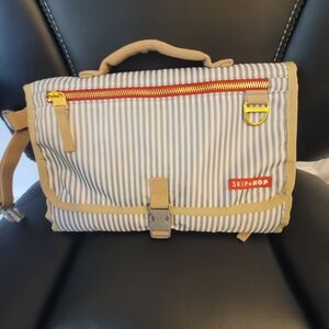 Skip Hop Striped Changing Pad with Tan Trim